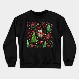 Christmas pattern Mouse, presents, trees, sweaters Crewneck Sweatshirt